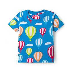 Babyhug Cotton Knit Half Sleeves Co-ords T-Shirt & Shorts Night Suit with Hot Air Balloon Print - Light Blue