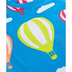 Babyhug Cotton Knit Half Sleeves Co-ords T-Shirt & Shorts Night Suit with Hot Air Balloon Print - Light Blue