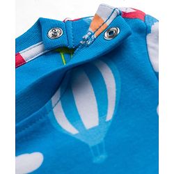 Babyhug Cotton Knit Half Sleeves Co-ords T-Shirt & Shorts Night Suit with Hot Air Balloon Print - Light Blue