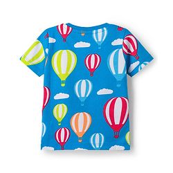 Babyhug Cotton Knit Half Sleeves Co-ords T-Shirt & Shorts Night Suit with Hot Air Balloon Print - Light Blue