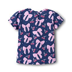 Babyhug Cotton Knit Half Sleeves T-Shirt & Shorts Co-ord Night Suit With Bow & Cherry Print - Navy Blue