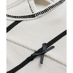 Babyhug Cotton Knit One Piece Dresses/Frocks Short Sleeves Round Neck Striped White 6-9 Months