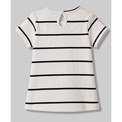 Babyhug Cotton Knit One Piece Dresses/Frocks Short Sleeves Round Neck Striped White 6-9 Months