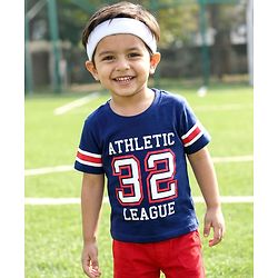 Babyhug Cotton Knit Half Sleeves T-Shirt With Text Print - Multicolor