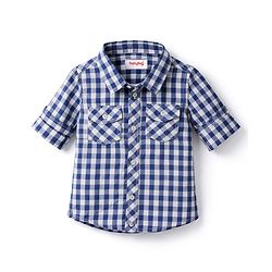Babyhug Cotton Woven Full Sleeves Checks Shirt & Denim Jeans Set - Blue