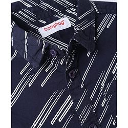 Babyhug Cotton Woven Full Sleeves Printed Shirt & Trouser Set - Navy Blue & Beige