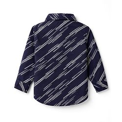 Babyhug Cotton Woven Full Sleeves Printed Shirt & Trouser Set - Navy Blue & Beige