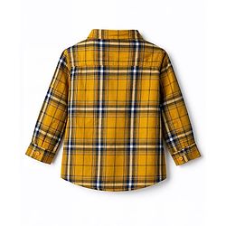 Babyhug Cotton Woven Full Sleeves Shirt & Denim Jeans Set With Checks - Yellow & Blue