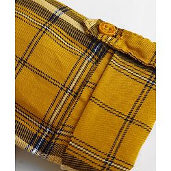 Babyhug Cotton Woven Full Sleeves Shirt & Denim Jeans Set With Checks - Yellow & Blue