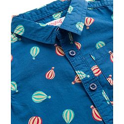 Babyhug Cotton Woven Full Sleeves Shirt & Lounge Pant Set With Air Balloon Print - Multicolor