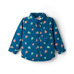 Babyhug Cotton Woven Full Sleeves Shirt & Lounge Pant Set With Air Balloon Print - Multicolor