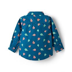 Babyhug Cotton Woven Full Sleeves Shirt & Lounge Pant Set With Air Balloon Print - Multicolor