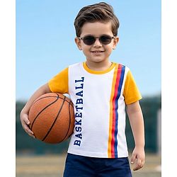 Babyhug 100% Cotton Knit Half Sleeves Sports Theme Printed T-Shirt - Multicolour