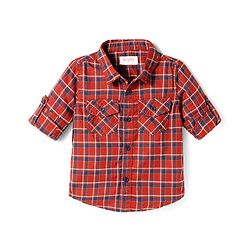 Babyhug Cotton Woven Full Sleeves Checkered Shirt & Trouser Set - Beige