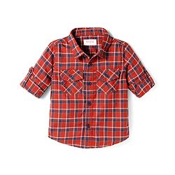 Babyhug Cotton Woven Full Sleeves Checkered Shirt & Trouser Set - Beige
