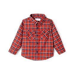Babyhug Cotton Woven Full Sleeves Checkered Shirt & Trouser Set - Beige