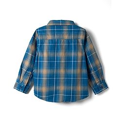 Babyhug Cotton Woven Full Sleeves Checks Shirt & Lounge Pant Set - Blue & Beige