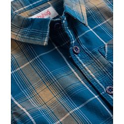 Babyhug Cotton Woven Full Sleeves Checks Shirt & Lounge Pant Set - Blue & Beige