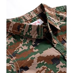 Babyhug Cotton Woven Full Sleeves Shirt & Denim Jeans Set With Camouflage Print - Multicolor