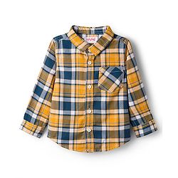 Babyhug Cotton Woven Full Sleeves Checkered Shirt & Denim Jeans Set - Blue