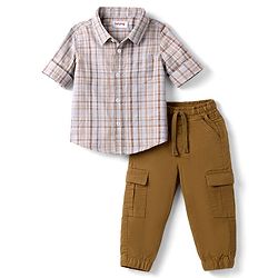 Babyhug Cotton Woven Full Sleeves Checks Shirt & Lounge Pant Set - Multicolor