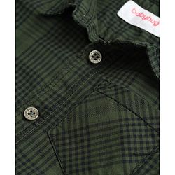 Babyhug Cotton Woven Full Sleeves Checks Shirt & Lounge Pant Set - Dark Green & Beige