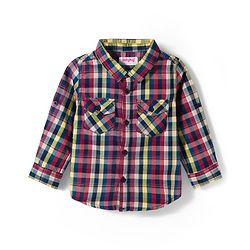 Babyhug Cotton Woven Full Sleeves Checks Shirt & Lounge Pant Set - Multicolor & Beige