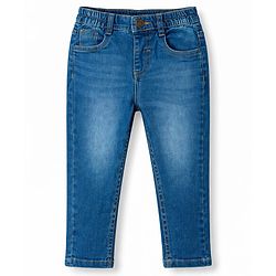 Babyhug Cotton Woven Full Sleeves Solid Color Shirt & Denim Jeans Set - Sea Green & Blue