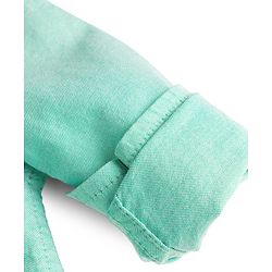 Babyhug Cotton Woven Full Sleeves Solid Color Shirt & Denim Jeans Set - Sea Green & Blue