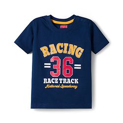 Babyhug 100% Cotton Knit Half Sleeves Race Theme Printed T-Shirt - Multicolour