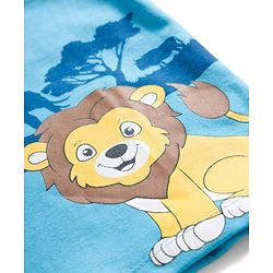 Babyhug Cotton Knit Half Sleeves T-Shirt With Animal Print - Light Blue