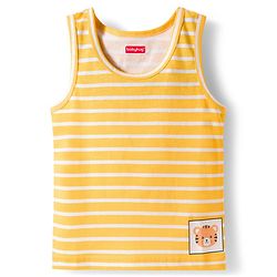Babyhug 100% Cotton Knit Sleeveless Striped & Animal Printed Sando Pack Of 3 - Multicolour