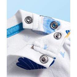 Babyhug Cotton Knit Half Sleeves T-Shirt With Lion Print - White