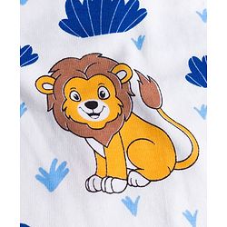 Babyhug Cotton Knit Half Sleeves T-Shirt With Lion Print - White
