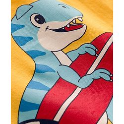 Babyhug 100% Cotton Knit Half Sleeves Dino Printed T-Shirt - Yellow