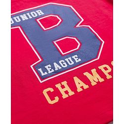 Babyhug 100% Cotton Knit Half Sleeves Text Printed T-Shirt - Red