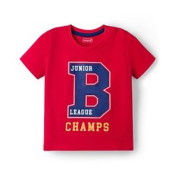 Babyhug 100% Cotton Knit Half Sleeves Text Printed T-Shirt - Red