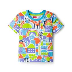 Babyhug 100% Cotton Knit Half Sleeves Beach Theme Printed t-Shirt -Multicolour