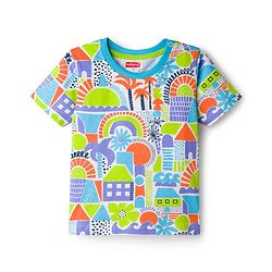 Babyhug 100% Cotton Knit Half Sleeves Beach Theme Printed t-Shirt -Multicolour