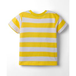 Babyhug 100% Cotton Knit Half Sleeves Striped T-Shirt With Shark Print - Multicolour