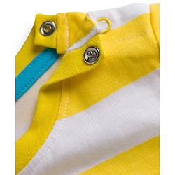 Babyhug 100% Cotton Knit Half Sleeves Striped T-Shirt With Shark Print - Multicolour