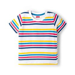 Babyhug 100% Cotton Knit Half Sleeves Striped T-Shirt - Multicolour