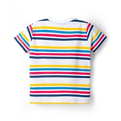Babyhug 100% Cotton Knit Half Sleeves Striped T-Shirt - Multicolour