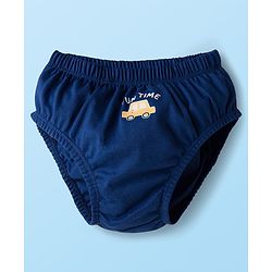 Babyhug 100% Cotton Knit Briefs  with Striped & Vehicle Print Pack of 3 - Navy White & Red