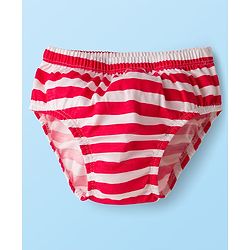 Babyhug 100% Cotton Knit Briefs  with Striped & Vehicle Print Pack of 3 - Navy White & Red