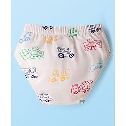 Babyhug 100% Cotton Knit Briefs  with Striped & Vehicle Print Pack of 3 - Navy White & Red