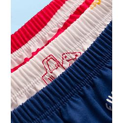 Babyhug 100% Cotton Knit Briefs  with Striped & Vehicle Print Pack of 3 - Navy White & Red