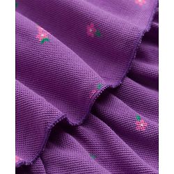 Babyhug 100% Cotton Knit Sleeveless Floral Printed Layered Frock - Purple