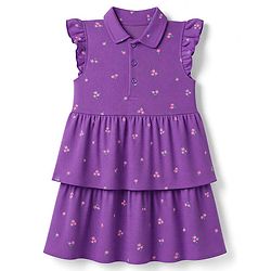Babyhug 100% Cotton Knit Sleeveless Floral Printed Layered Frock - Purple