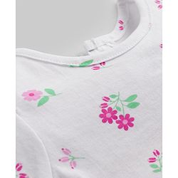 Babyhug Mesh Knit Half Sleeves Floral Printed Frock - Pink